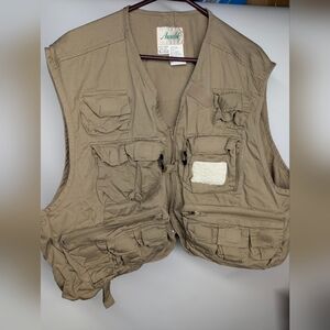 Vtg. Khaki Utility Multi-Pocket Fishing Outdoors Hiking Vest XXL